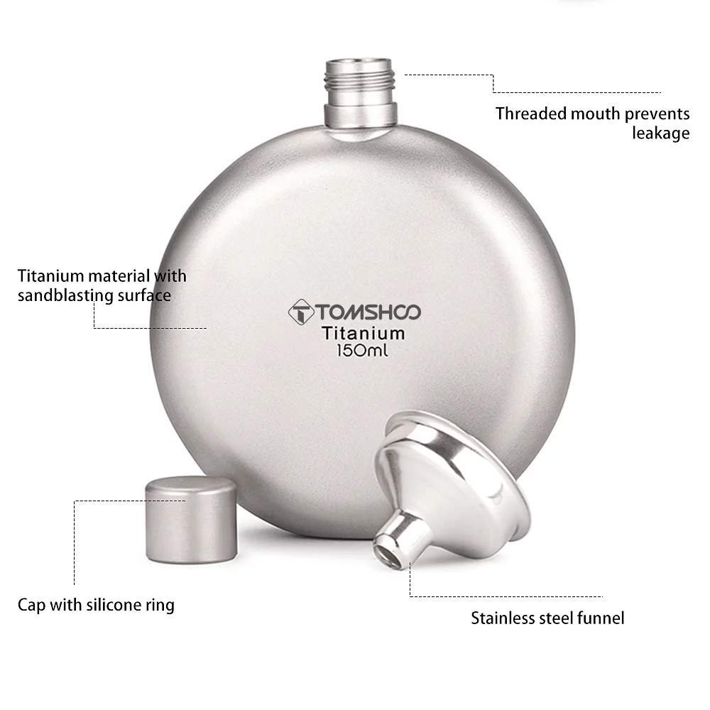 TOMSHOO Flask,Leakproof WinePicnic Pot CupRound With Funnel Wine Pot Cup Wine Wearproof Wine Wearproof Wine Pot Lasamot 150ml Round With