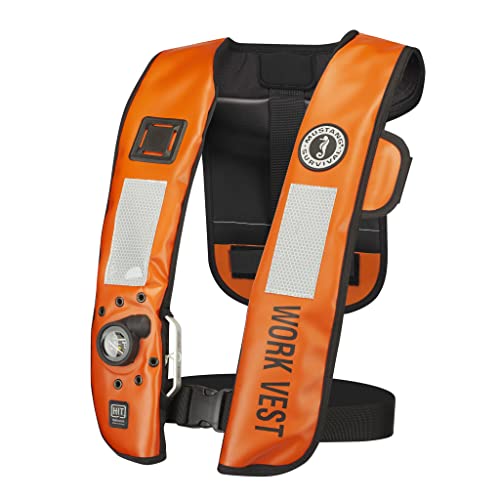 Mustang Survival - HIT Inflatable Work Vest for Adults (Orange & Black - One Size Fits All), Auto Hydrostatic, Enhanced Mobility and Reduced Heat Stress, 35 lb. of Buoyancy