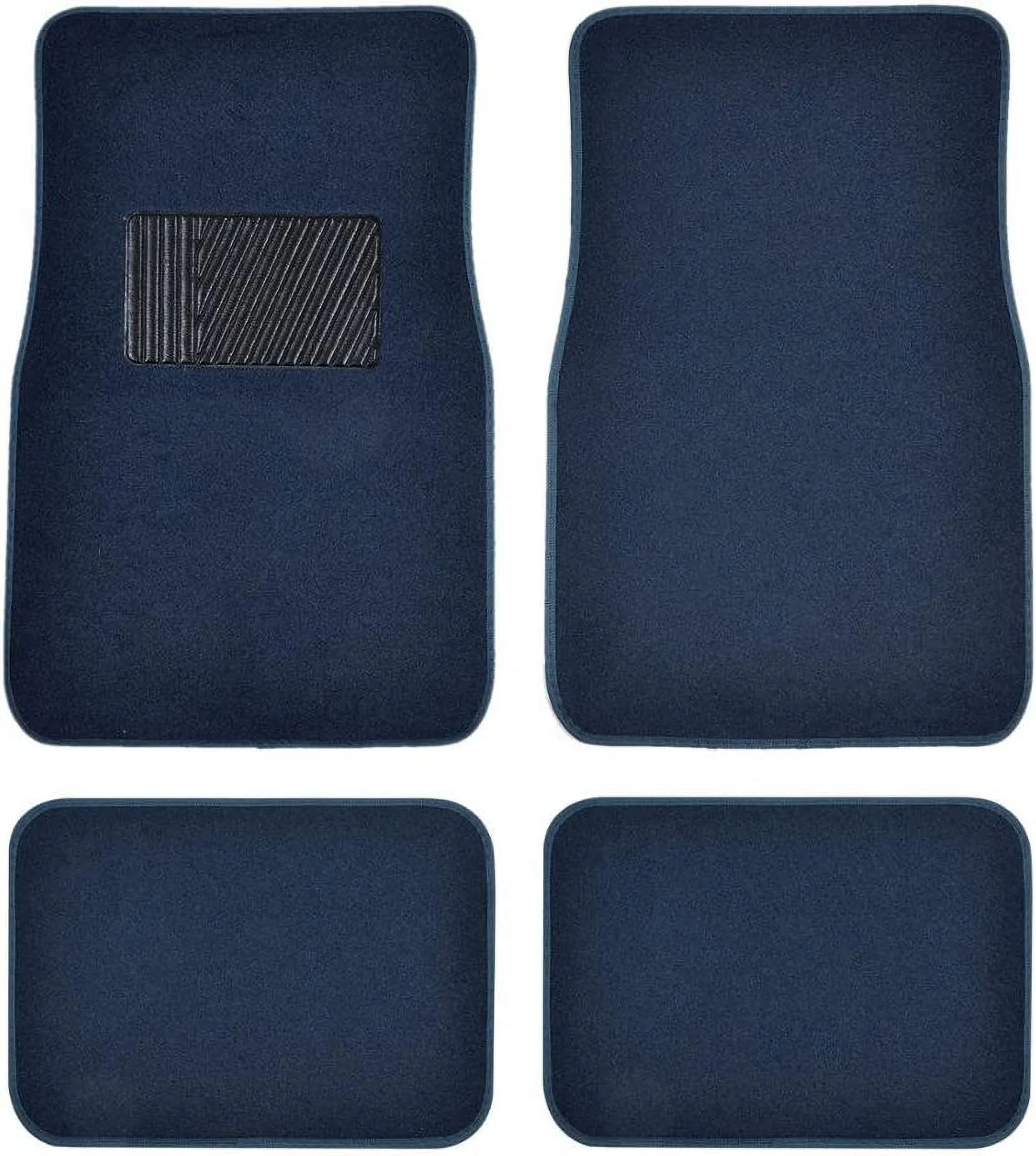 BDK Premium 4PC Set of Carpet Car Floor Mats with Vinyl Safety Heel Pad for Car, Truck, SUV, Coupe Sedan, Blue (MT-100-BL)