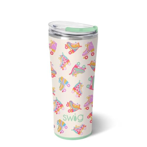 Swig Life 32oz Insulated Tumbler, Travel Coffee Tumbler with Lid, Cup Holder Friendly, Stainless Steel Travel Coffee Mug, Glitter Tumbler, Glitter Gifts (Confetti)