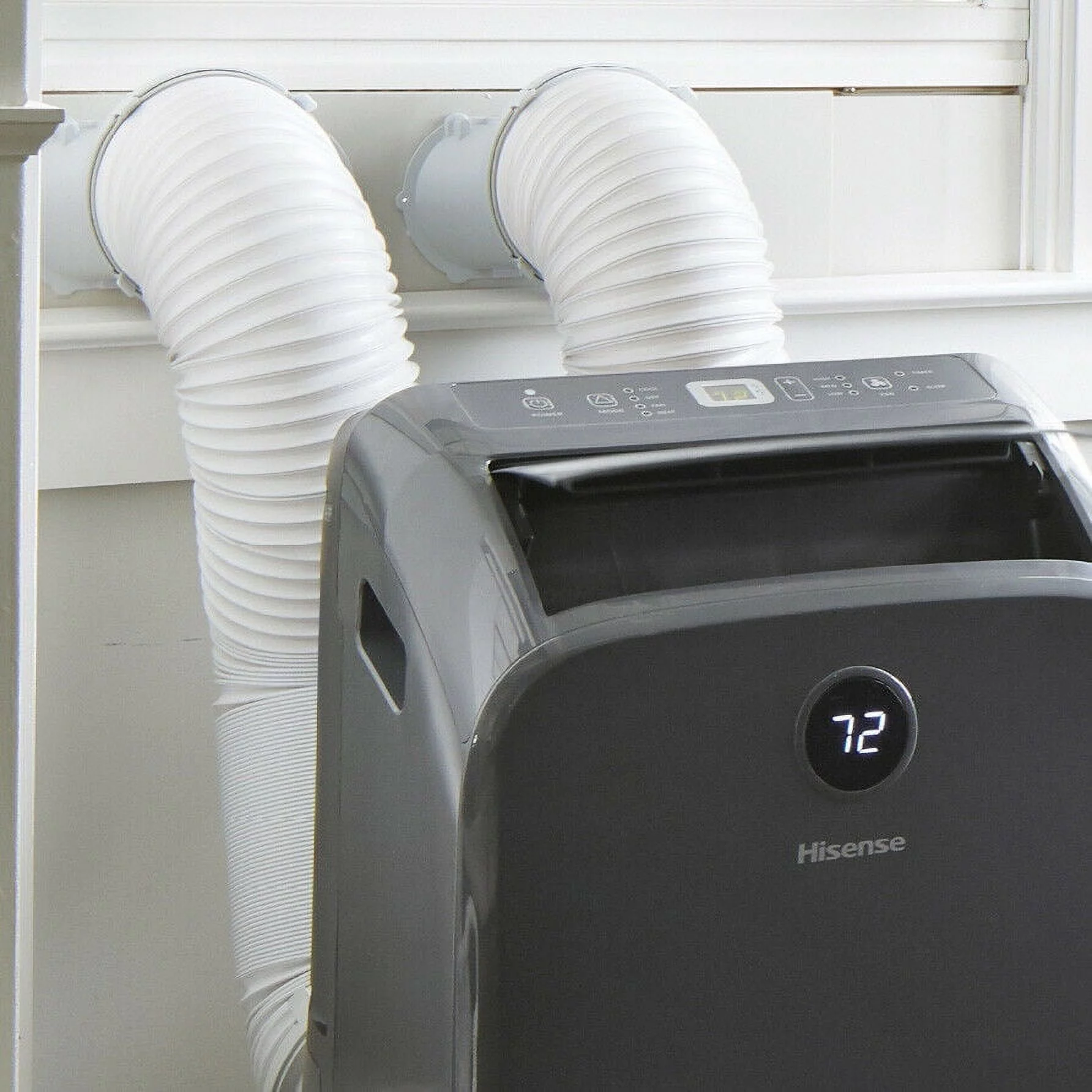Restored Hisense 10,000-BTU (15,000-BTU ASHRAE) 115-V Dual Hose Portable Air Conditioner with Heat, Window Kit and Remote (Refurbished)