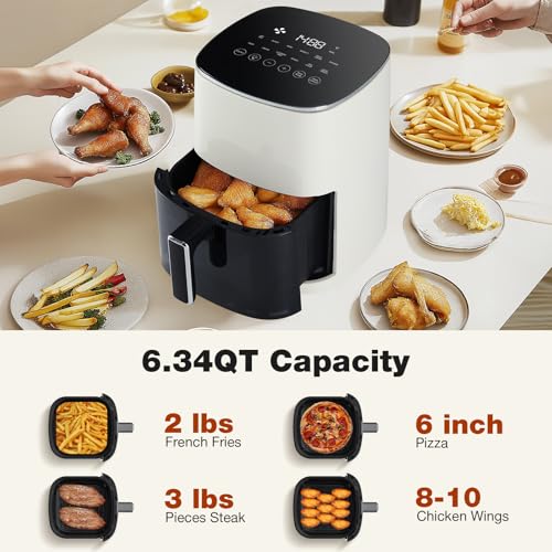 OLIXIS Air Fryer 6 Quart with Window Square Air Fryer 12-in-1 Air Fry, Roast, Reheat, Dehydrate, Bake, Steam, Fries, Custard, Chicken, Wings, Sea Food, Vegetabels,400F Grey