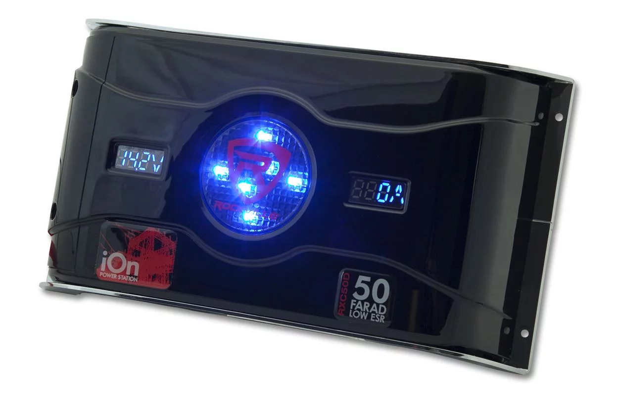 Rockville RXC50D v2 50 Farad 24V Car Audio Capacitor with Voltage+Amperage Meter