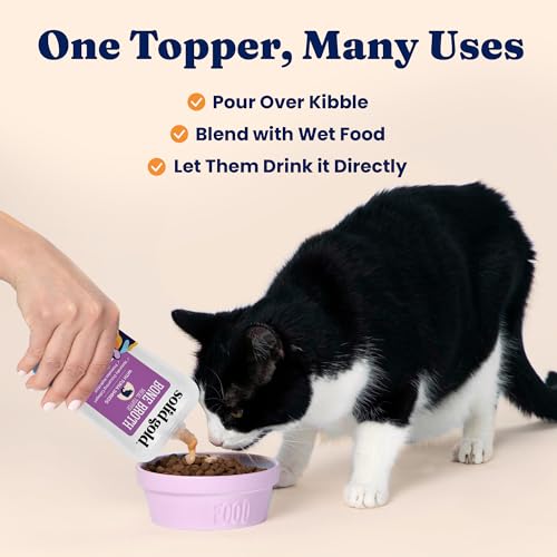 Solid Gold Bone Broth Cat Food Topper - Limited Ingredient Lickable Cat Broth Pouches w/Chicken Protein Shreds & Collagen for Hydration & Gut Support - Easy to Serve Gravy for Cats Meal Topper - 12ct