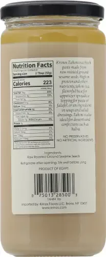 Krinos Imported Tahini Ground Sesame Seeds, 2-Pack 16 oz, Jars