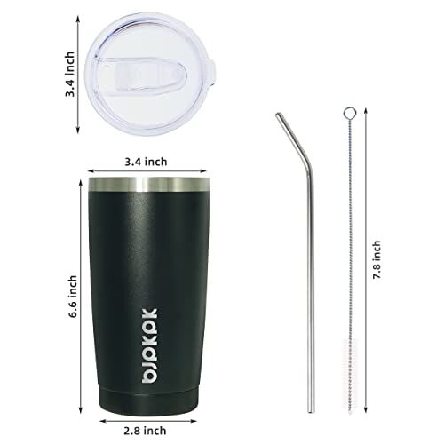 BJPKPK Insulated Tumbler 20 oz Stainless Steel Coffee Travel Thermal Cup With lids And Straws,Light Pink