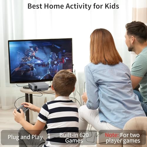 Retro Game Console,Classic Mini Handheld Video Game Console Built-in 620 Classic Edition Games, AV Output and Dual Game Controllers