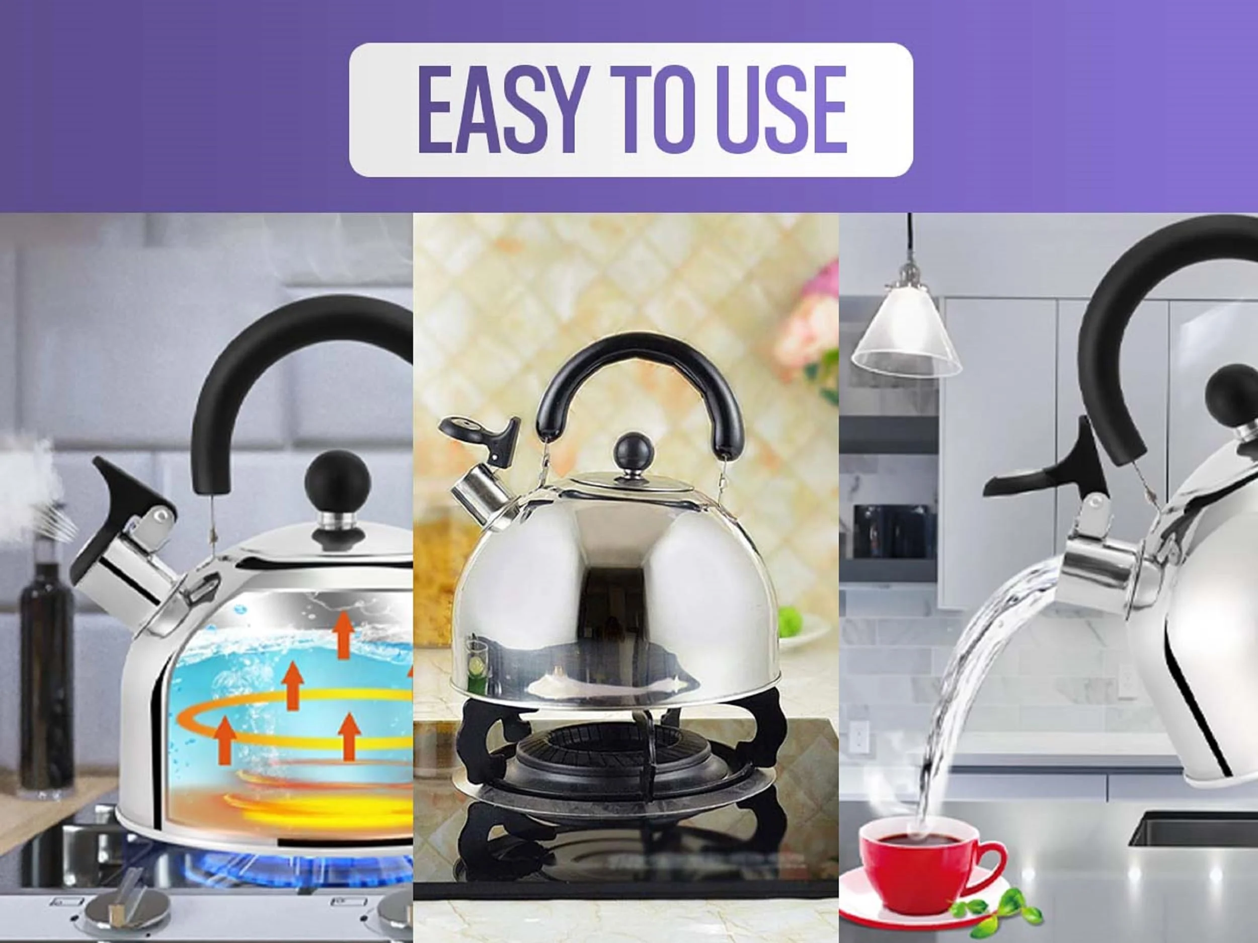 YBM Home Stainless Steel Whistling Tea Kettle Classic Teapot with Handle