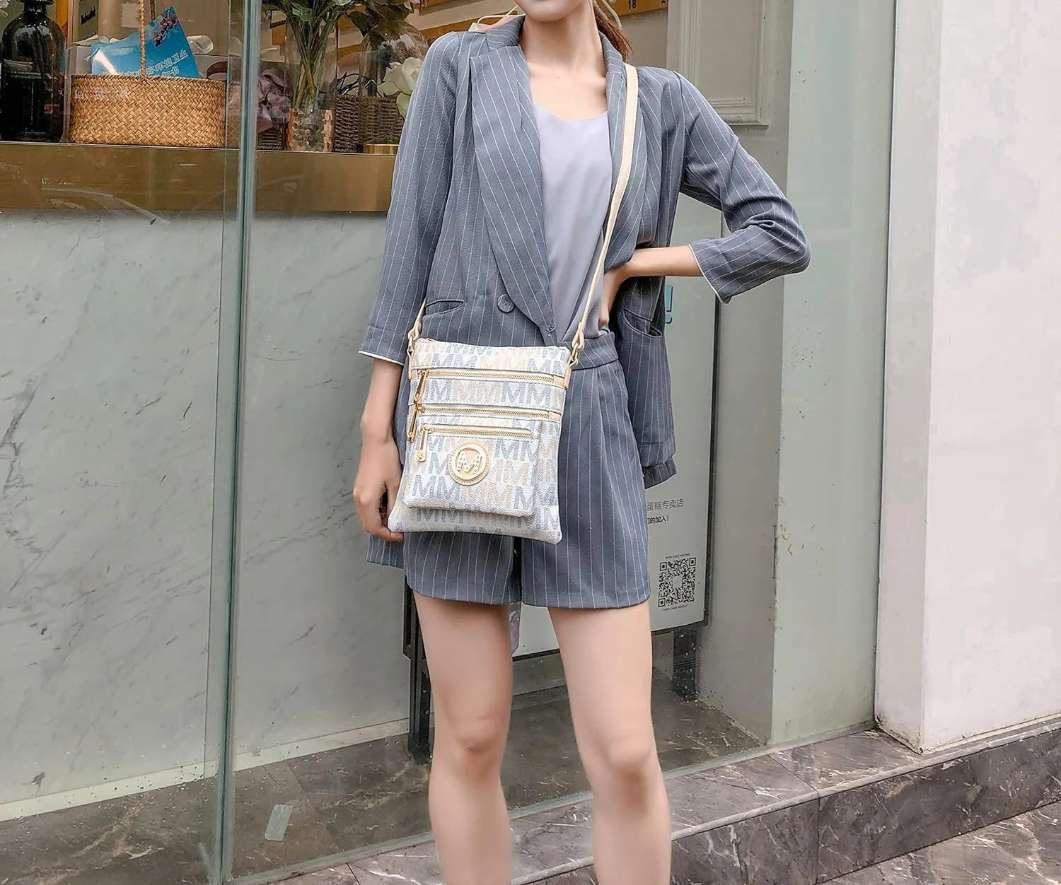 MKF Collection Beatrice M Signature Multi Compartments Crossbody by Mia K., Black