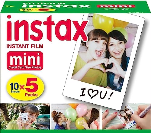 Fujifilm Instax Mini Instant Film, 10 Sheets x 5 Packs (Total 50 Shoots)