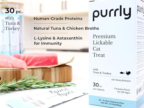 Purrly Low Calorie Premium Lickable Cat Treat Topper Healthy Chicken Variety Bundle (90 Count) Human-Grade Protein Sources with Functional Nutrients Wet Squeeze Creamy Purée Grain-Free Non-GMO
