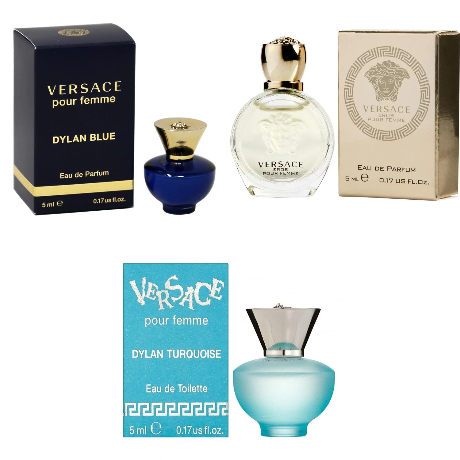 Versace Dylan Blue Femme EDP, Eros Women EDP, Dylan Turquoise Femme  - 5ml 3PK Kit
