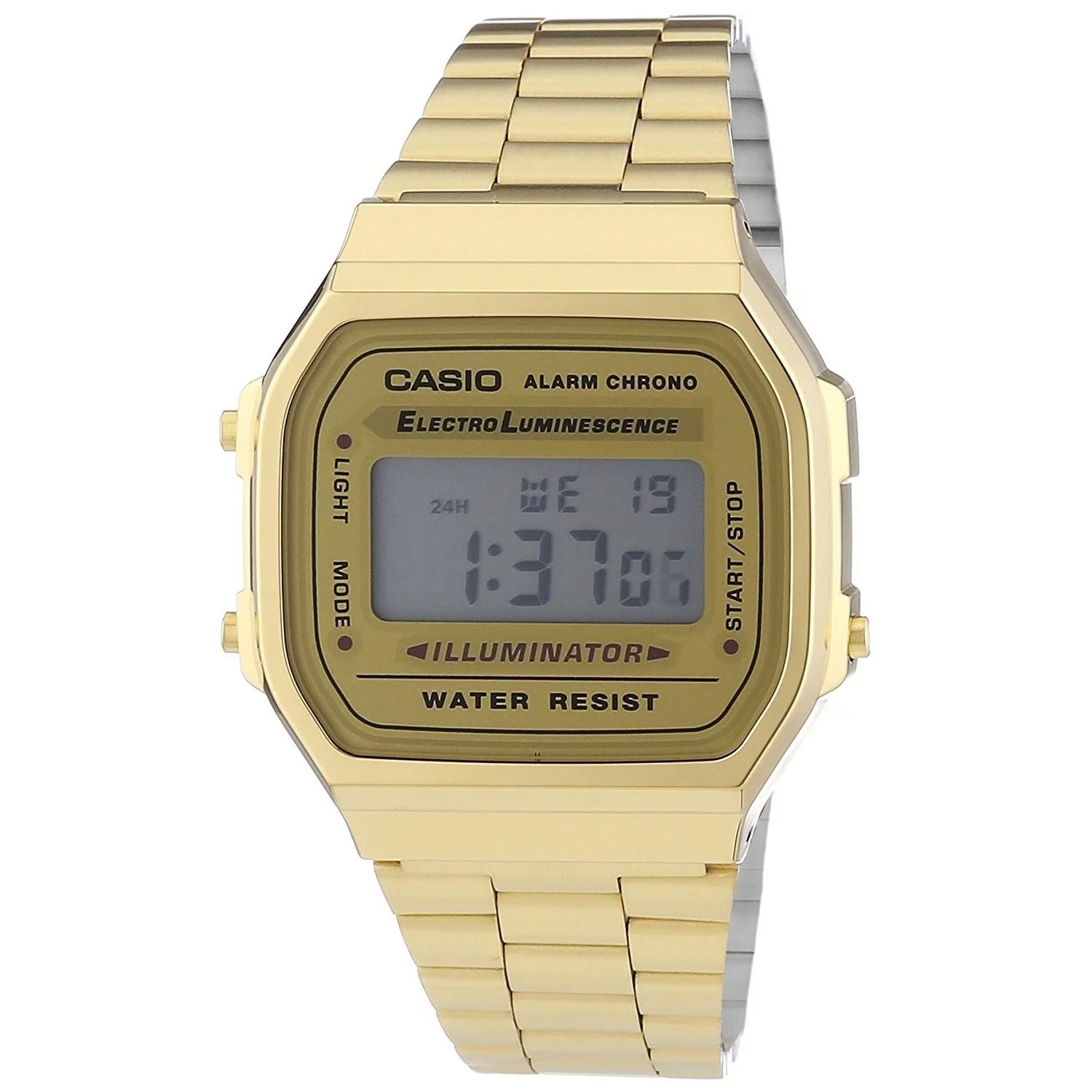 Casio Men's 'Vintage' Digital Illuminator Gold-Tone Stainless Steel Watch A168WG-9