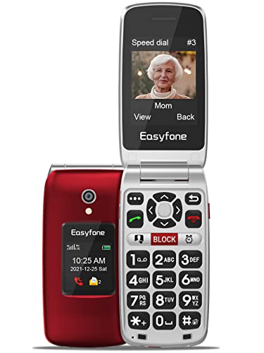 Easyfone Prime-A1 Pro 4G Flip Cell Phone | Easy-to-Use Big Button Cell Phone for Seniors | SOS Emergency Button | Photo Speed Dial, Clear Sound, Large Fonts | SIM Card Included and Charging Dock