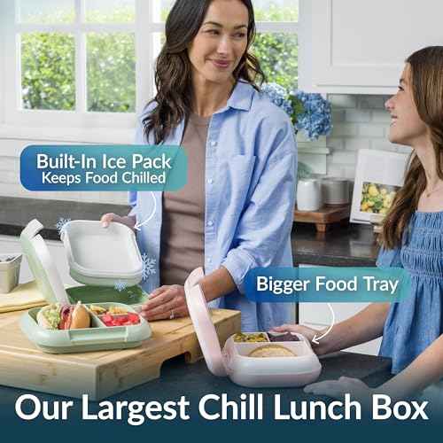 Bentgo Chill Max Leak-Proof XL Lunch Box - Included Ice Pack Keeps Food Cold; 5-Cup Capacity for Ages 8+, 3 or 4 Compartment Bento Box, BPA-Free, Dishwasher Safe (Pink Cloud & Blush)