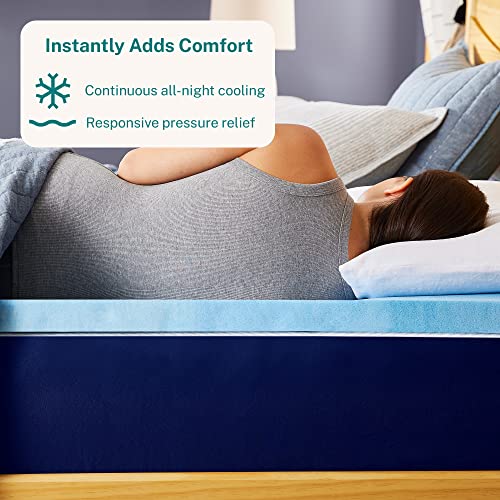 Sleep Innovations 3 Inch Cooling Gel Infused Memory Foam Mattress Topper, King Size, Cool Comfort, Medium Support