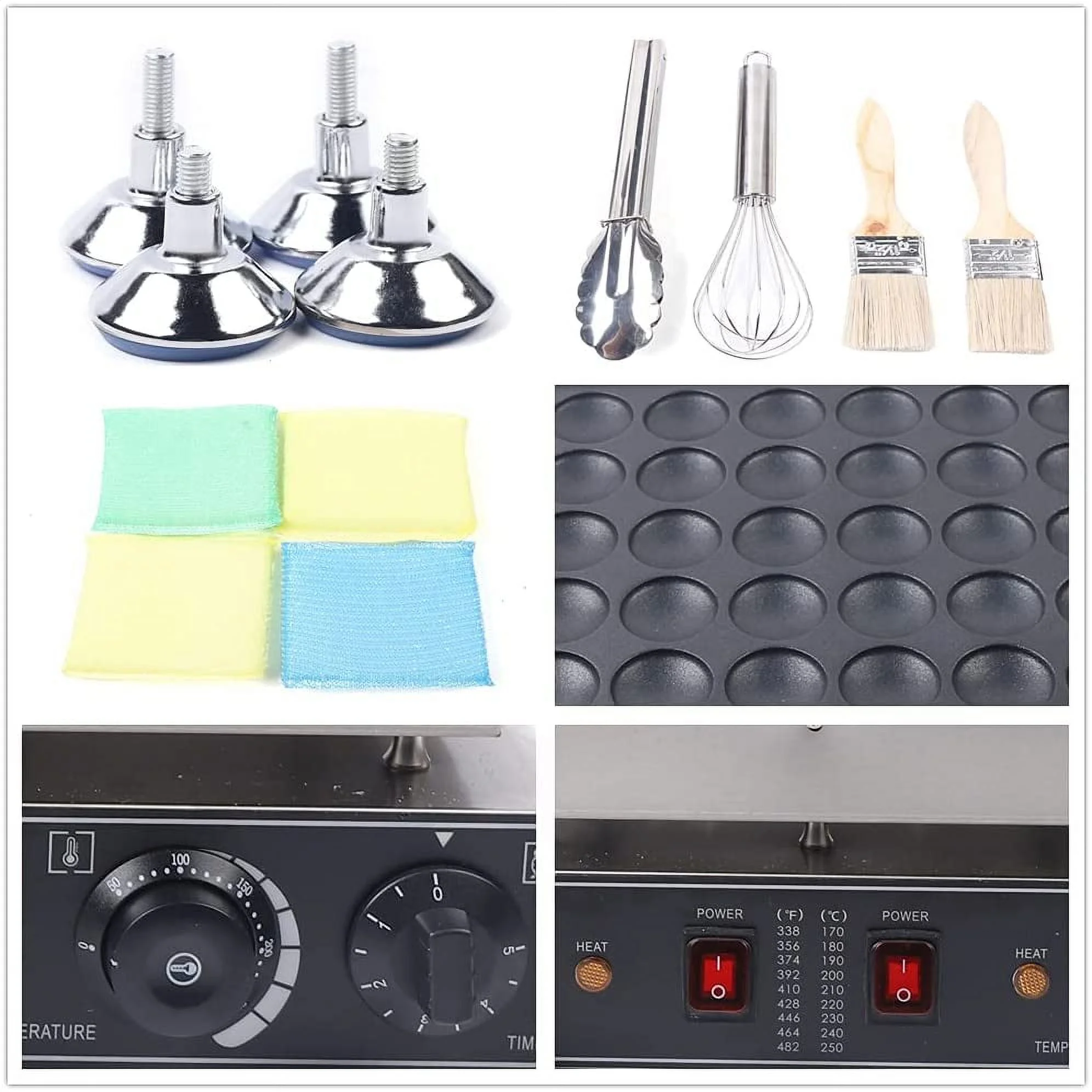 Kitchen Nonstick Electric Mini Dutch Oukaning Pancake Machine Maker Iron Baker 50pcs