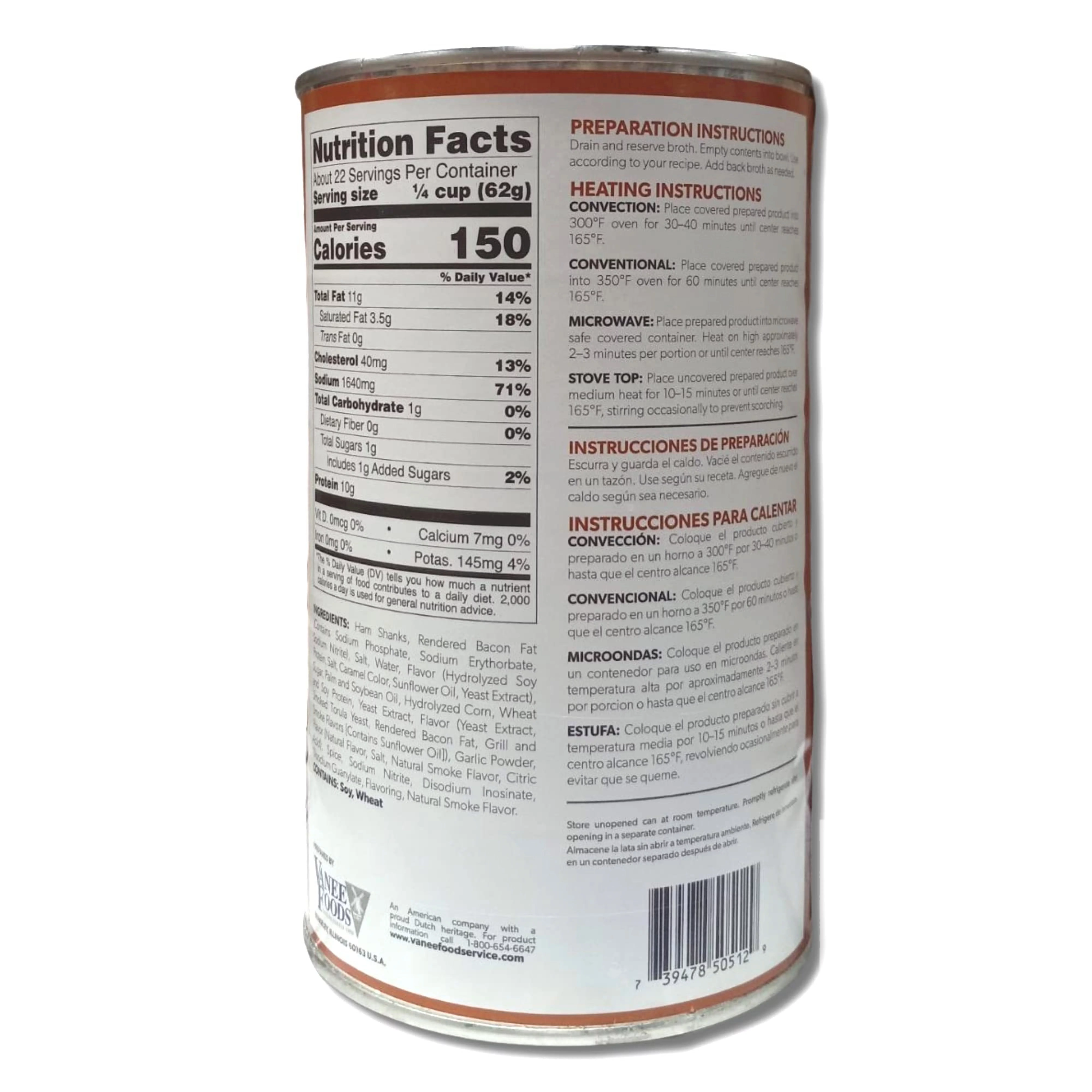 Vanee Signature Ham Shanks With Bacon Fat Value Pack by Tribeca Curations | 48 Ounce Can | Pack of 2