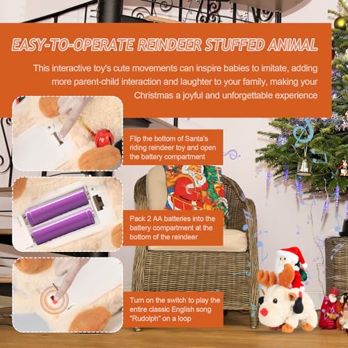 Singing Dancing Walking Reindeer Plush and Santa Claus,Baby's Rudolph The Red Nose Reindeer Plush Toy