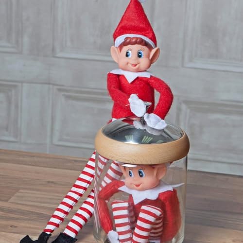 Elfie (Boy) and Elvie (Girl) Set Fun and Playful Elves Behavin' Badly Figure with Soft Body and Vinyl Face-Set of 2, Red