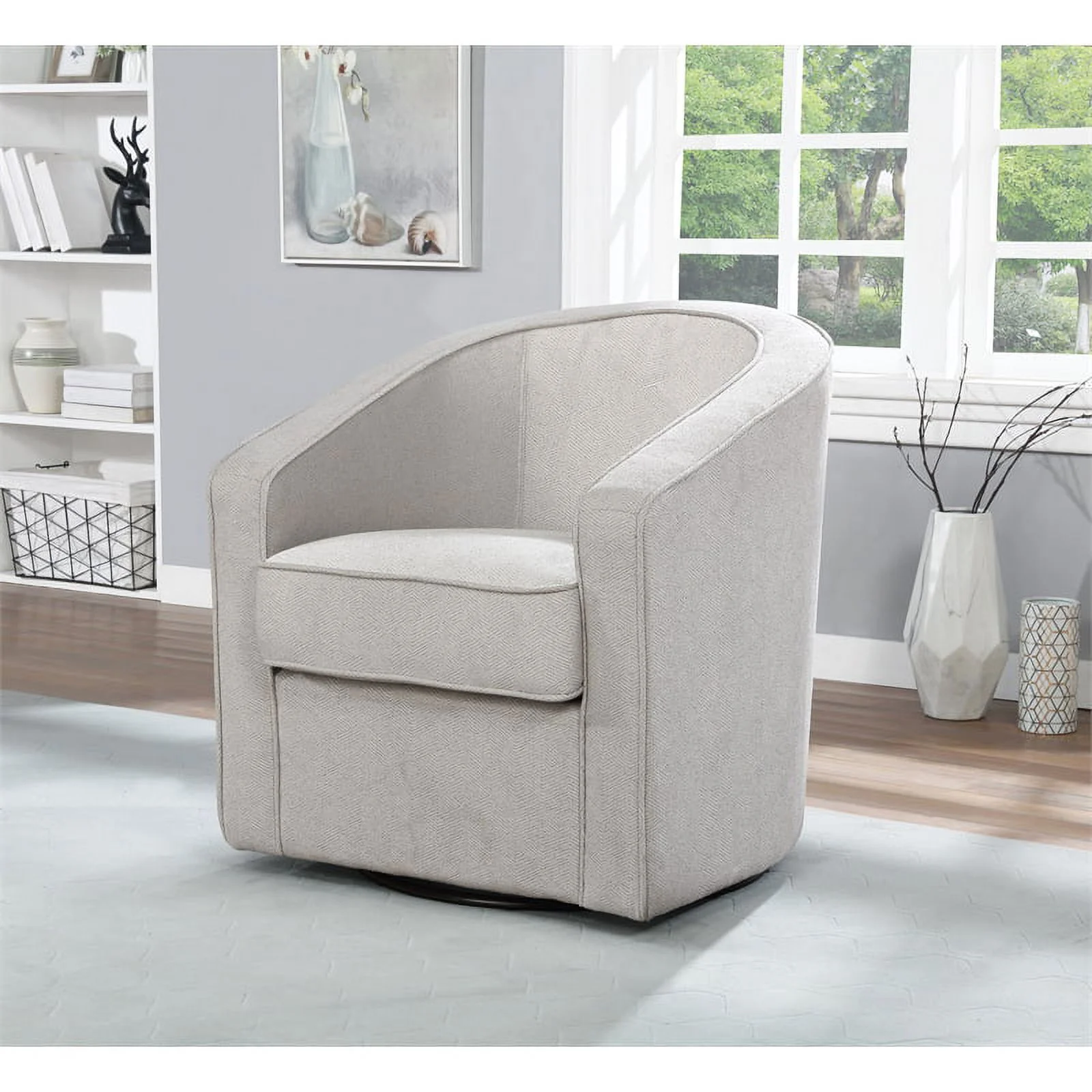 Danica Assembled Swivel Chair in Gray Zig Zag Fabric
