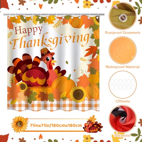 4Pcs Christmas Shower Curtain Set - Merry Christmas Bathroom Set Holiday Shower Curtain with Non-Slip Rugs, Toilet Lid Cover and Bath Mat