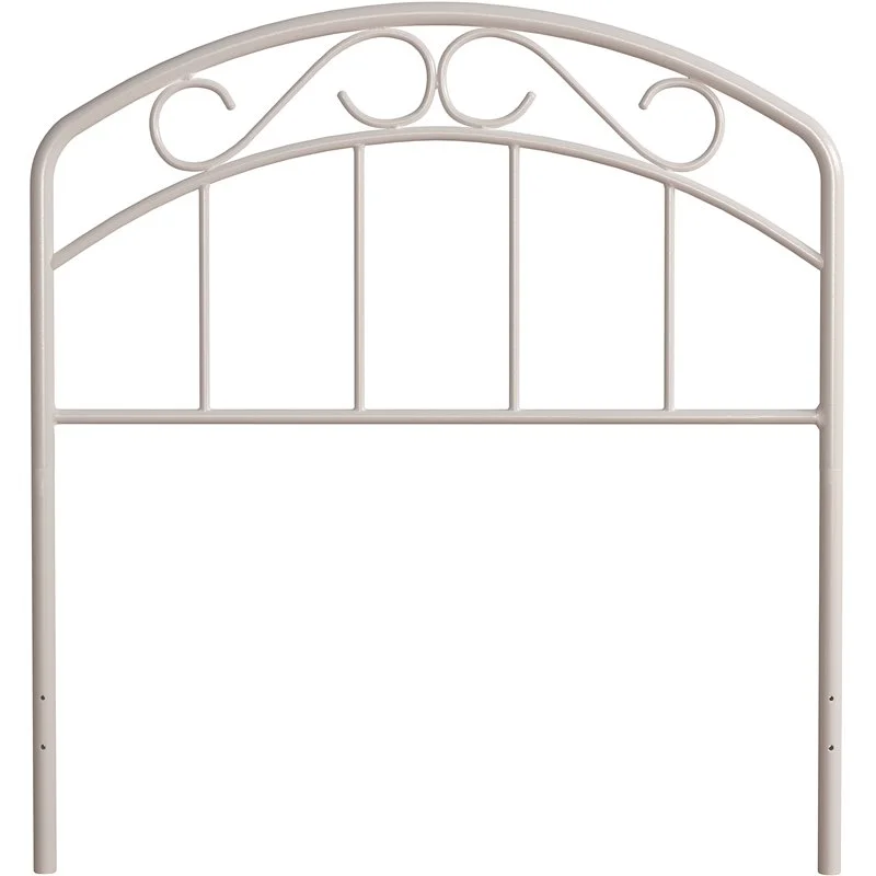Hillsdale Furniture Jolie Arched Scroll Metal Twin Headboard in Textured White