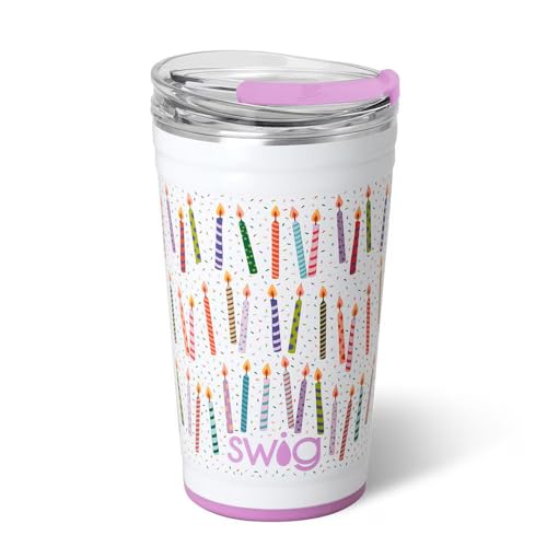 Swig Life 32oz Insulated Tumbler, Travel Coffee Tumbler with Lid, Cup Holder Friendly, Stainless Steel Travel Coffee Mug, Glitter Tumbler, Glitter Gifts (Confetti)