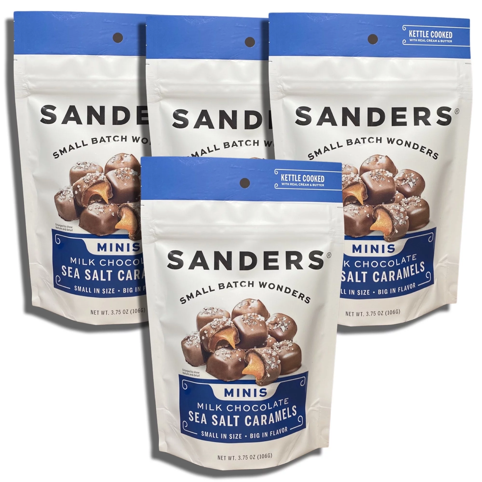 Tribeca Curations | Small Batch Mini Chocolate by Sanders Bundled by Tribeca Curations | 3.75 Ounce Bag | Value Pack of 4 (Milk Chocolate Sea Salt Car
