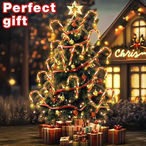 Solar Candy Cane Lights – 12-Piece Set, 22 Inch Outdoor Christmas Pathway Lights, 8 Lighting Modes with Memory Function, Solar-Powered Holiday Decorations for Garden, Yard, Walkway, Party, Driveway