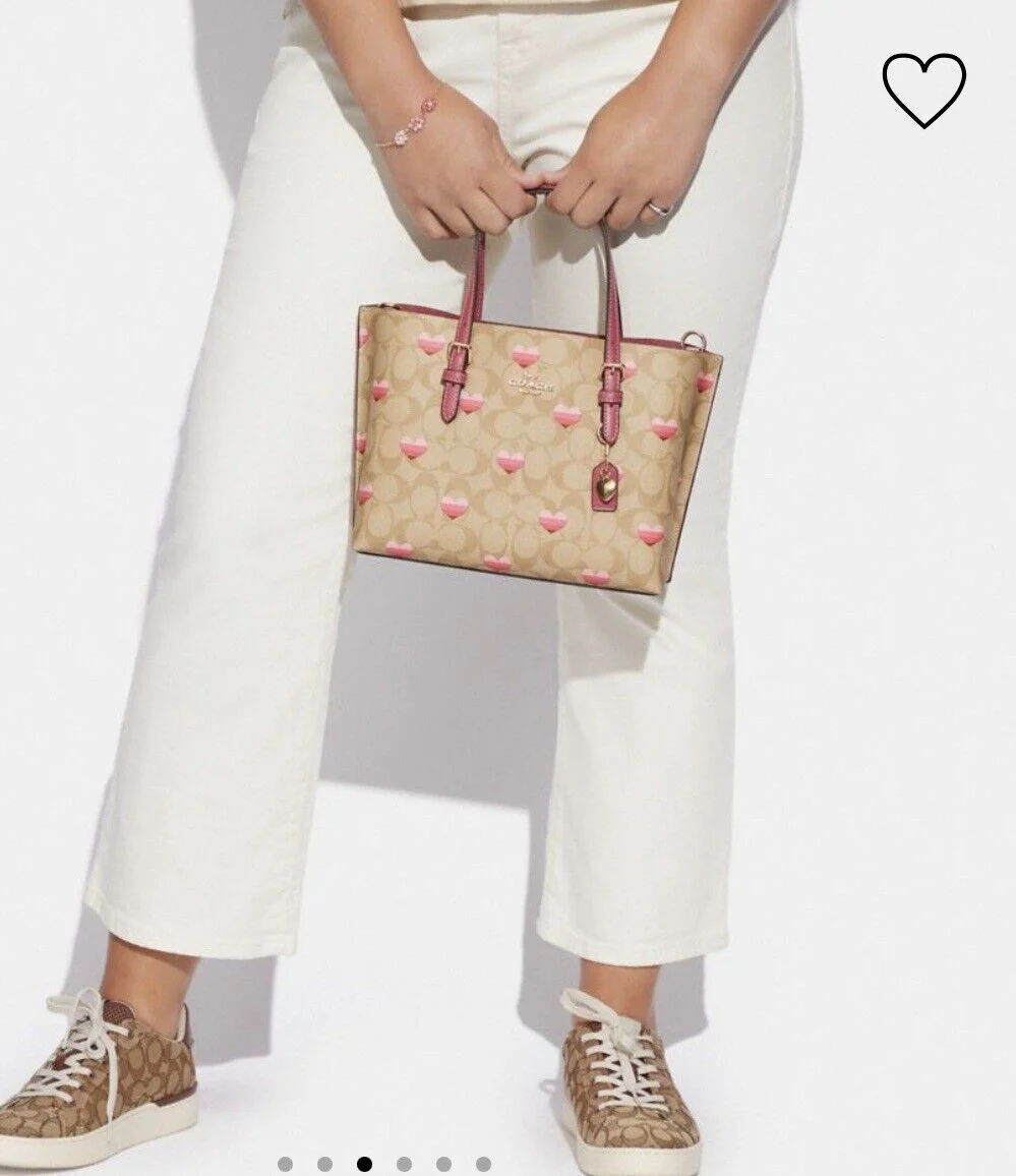 Coach Mollie Tote 25 Heart Stripe Print Crossbody CA252 $398 NWT