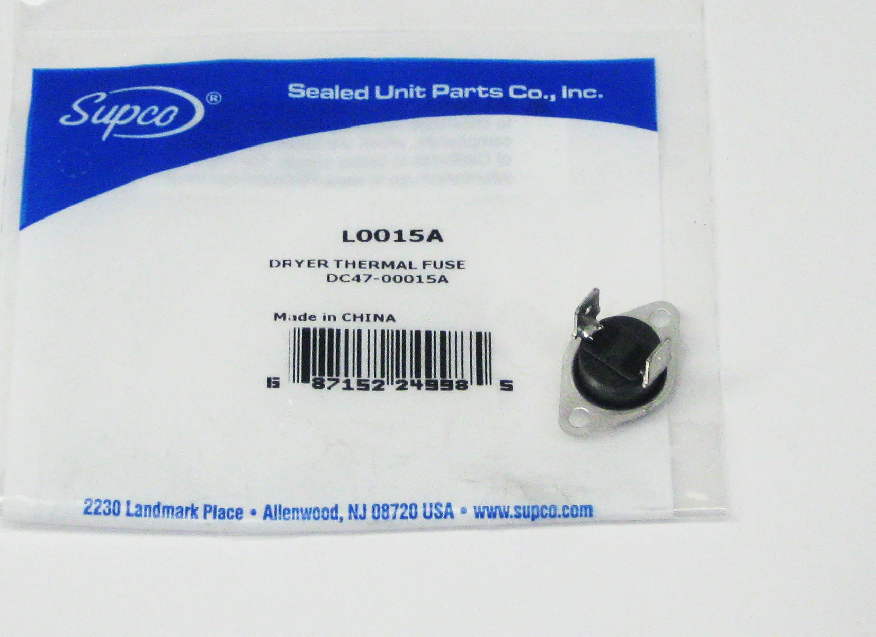 Supco L0015A Dryer Thermal Fuse Replaces Samsung DC47-00015A