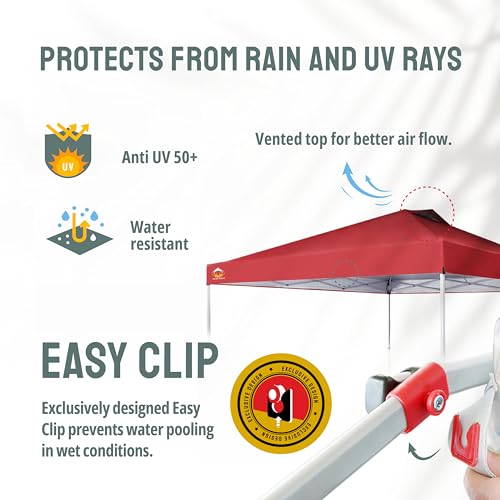 CROWN SHADES 10x10 Pop Up Canopy - Beach Tent with One Push Setup - Easy Outdoor Sun Shade for Events, Parties, Camping - Gazebo with STO-N-Go Cover Bag, Silver Coated Top, White