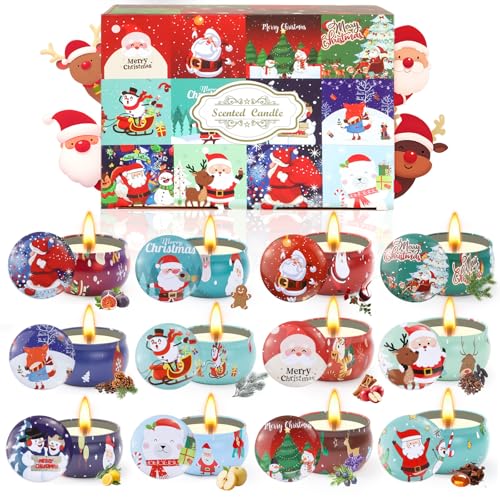 Christmas Candle Set, 6 Pack Candles for Home Scented, Aromatherapy Jar Candle Gifts for Women, Natural Soy Wax Long Lasting Glass Candle Set, Scented Candles for Christmas, Birthday, Thanksgiving Day