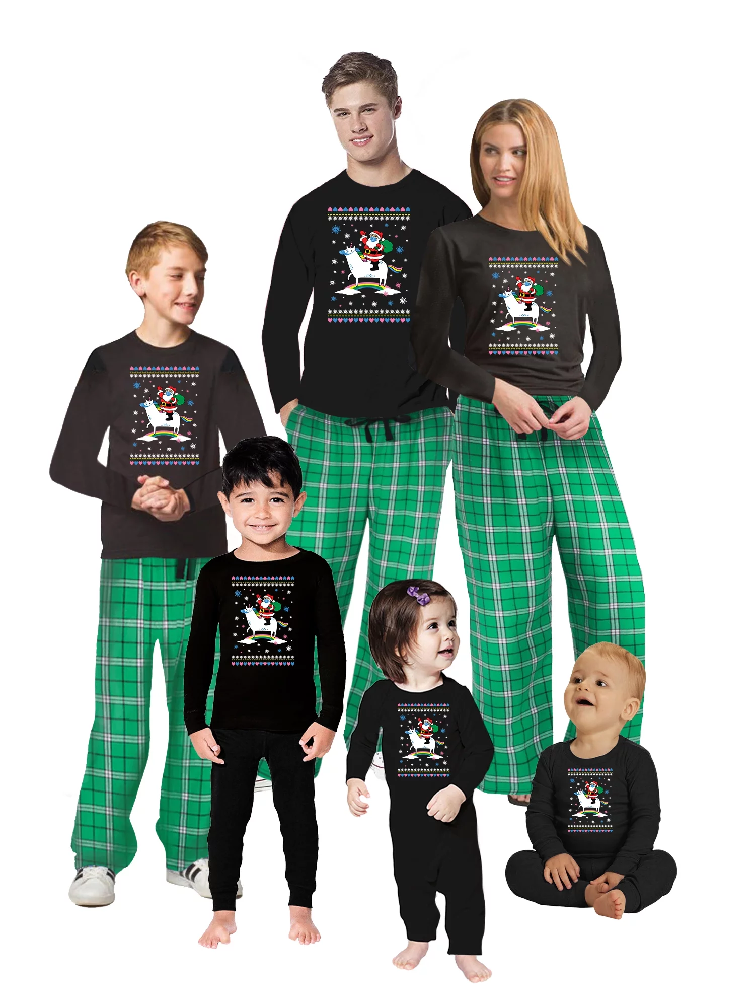 Matching Christmas 2020 Pajamas for Family Funny Christmas Quarantine PJs - Holiday Xmas Sleepwear - Unicorn Santa Llama Cat