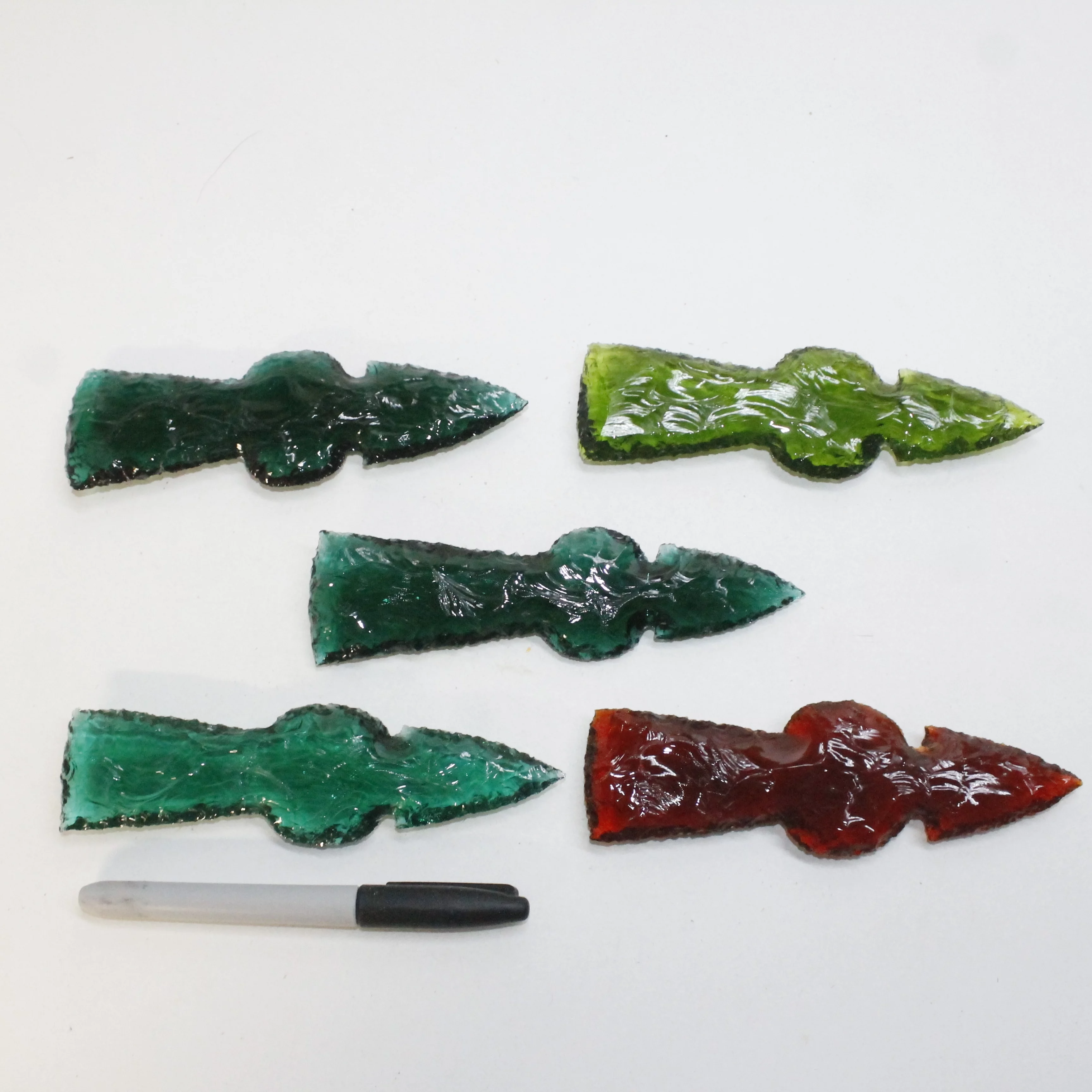 5 Glass Ornamental Tomahawk Heads #8119  Ax Axe Hatchet