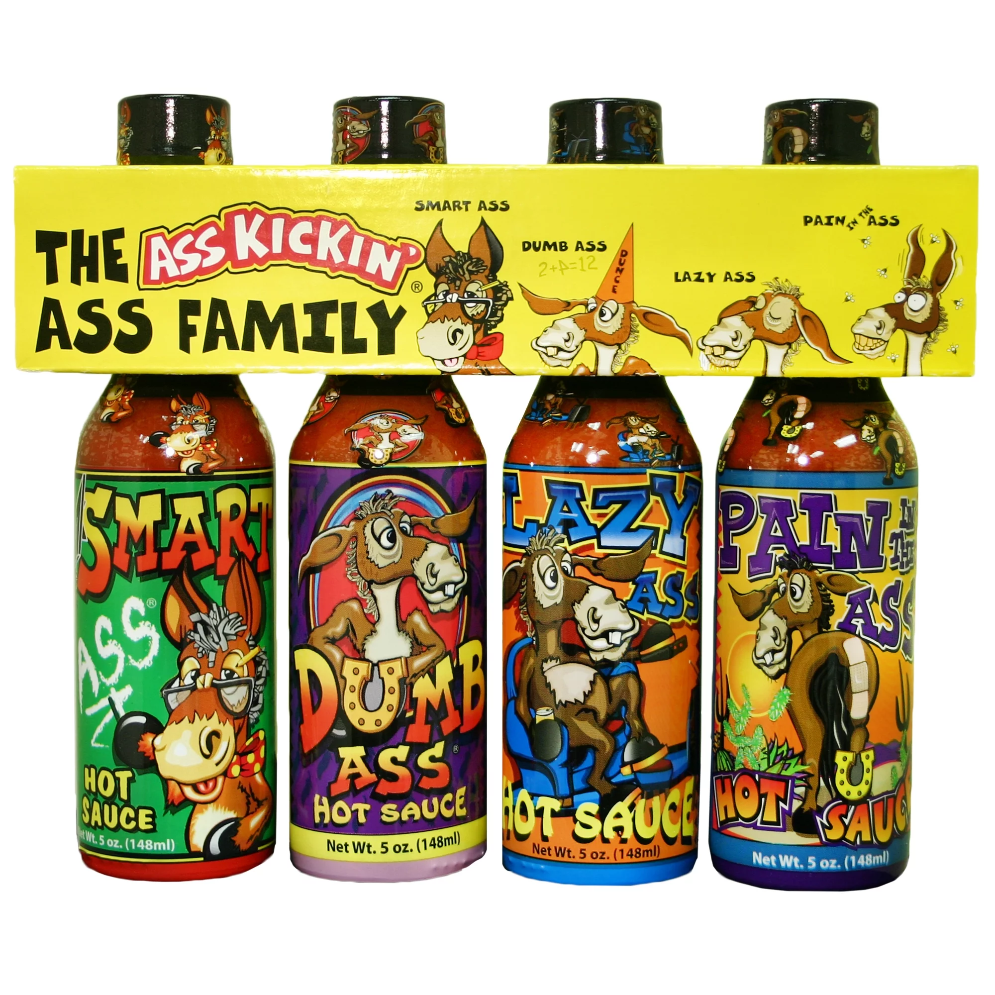 ASS KICKIN Ass Family Hot Sauce Gourmet Gift Set – 5oz. 4 Pack - Try if you dare! – Perfect Ultimate Gourmet Gift for the Hot Sauce Fan