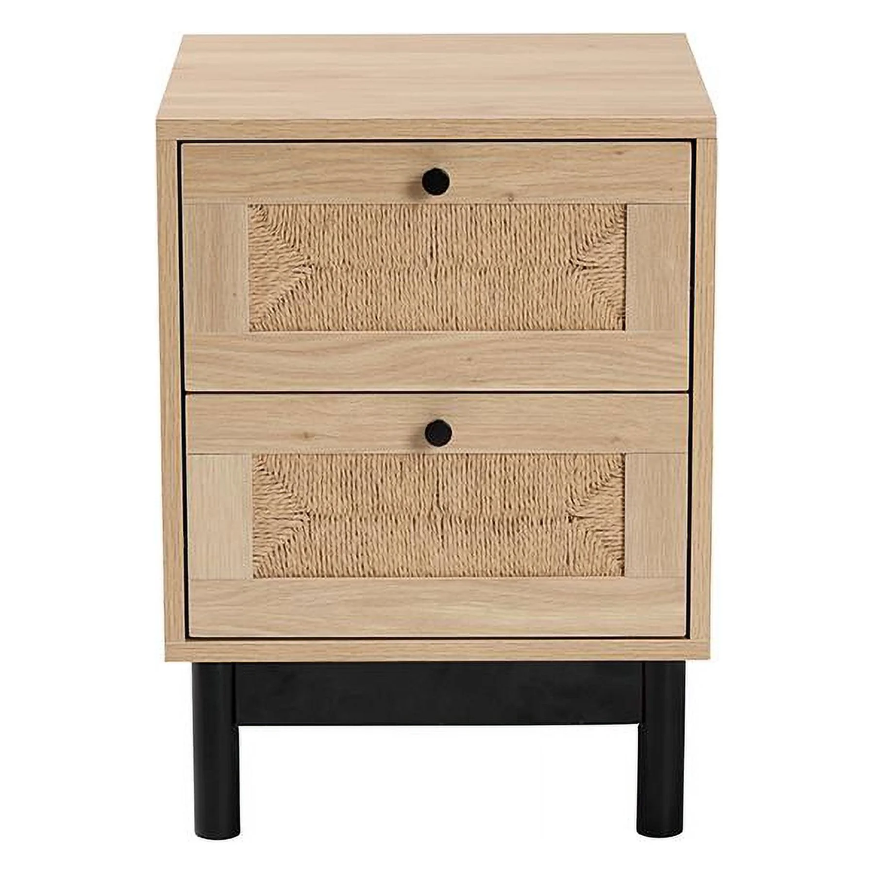 Baxton Studio Cherelle Mid-Century Modern Wood 2-Drawer Square End Table, 21-5/16