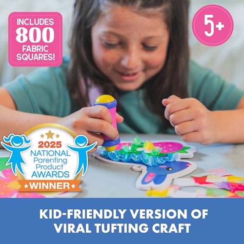 Educational Insights Tufting Kit - Arts and Crafts for Kids Ages 4-8, Poke in Art Kits for Girls and Boys, DIY Toddler Craft Sets, Poke-in Fabric Supplies, Mess-Free Kids Activity Kit Ideas