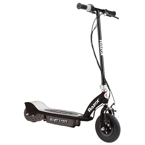 Razor E100 24 Volt Motorized Electric Kick Scooter with 8 Inch Pneumatic Tires and Rechargeable Battery for Kids Aged 8 and Up, Black