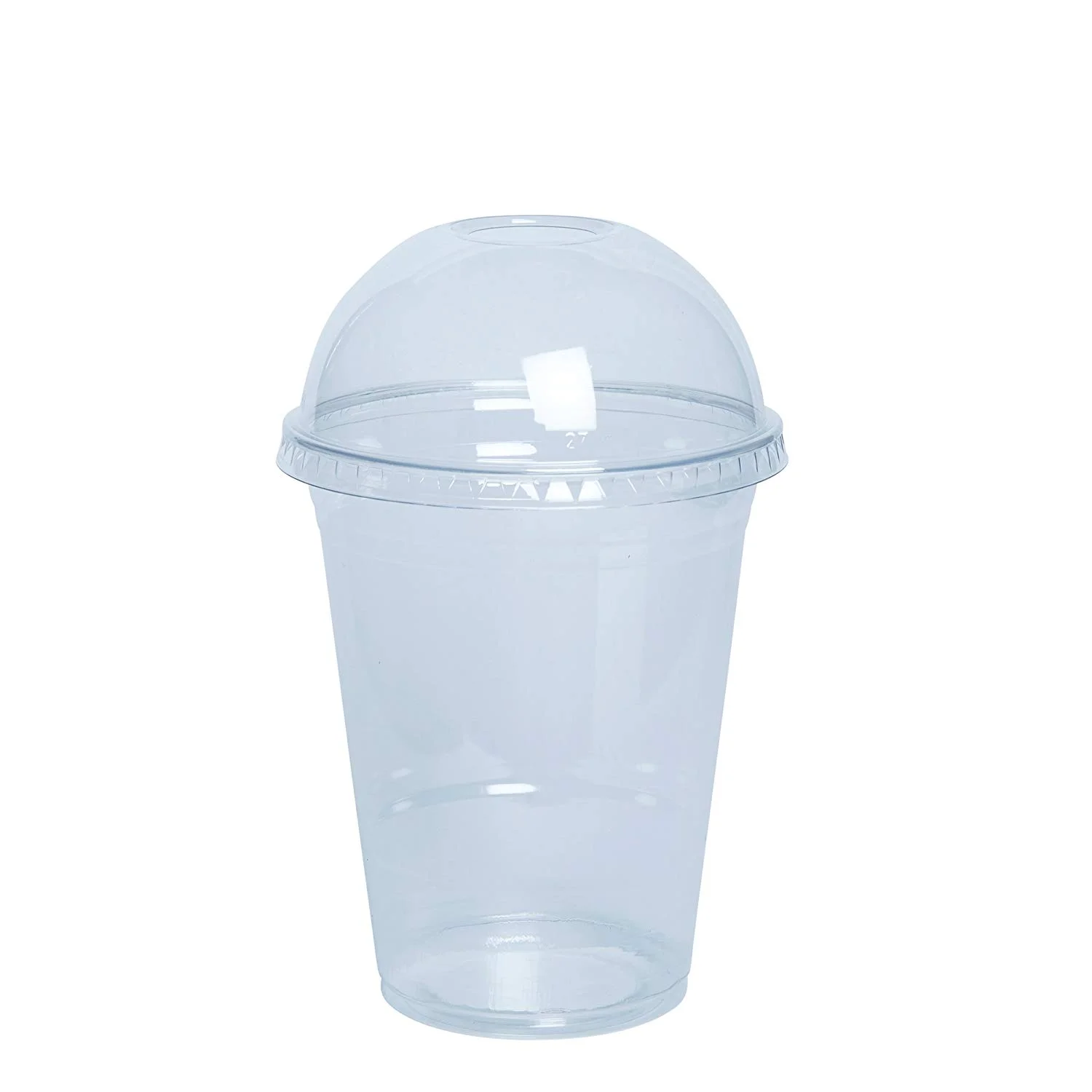 Comfy Package Crystal Clear Disposable Cups 16 Oz Plastic Cups with Dome Lids, 100-Pack