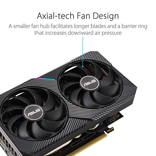 ASUS Dual NVIDIA GeForce RTX 3060 OC Edition Gaming Graphics Card (PCIe 4.0, 12GB GDDR6 Memory, HDMI 2.1, DisplayPort 1.4a, 2-Slot Design, Axial-tech Fan Design, 0dB Technology, and More