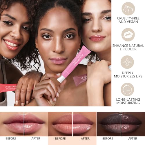 4 PCS Summer Special Lip Butter Balm – Ultra-Hydrating Lip Care with Shea Butter & Olive Oil, Soothes Dry Lips with Natural Tint & Gloss Effect, Lip Plumper Moisture & Light Lip Stain Finish