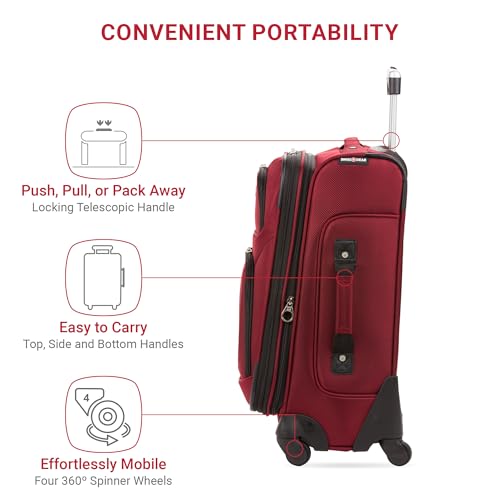 SwissGear Sion Softside Expandable Luggage, Black, Checked-Large 29-Inch