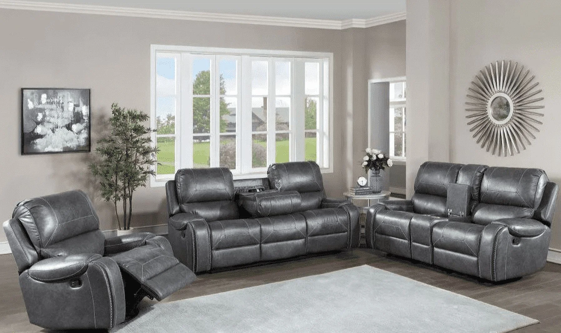 The Ruba 3 Piece Manual Motion Set (Sofa, Loveseat, & Chair)