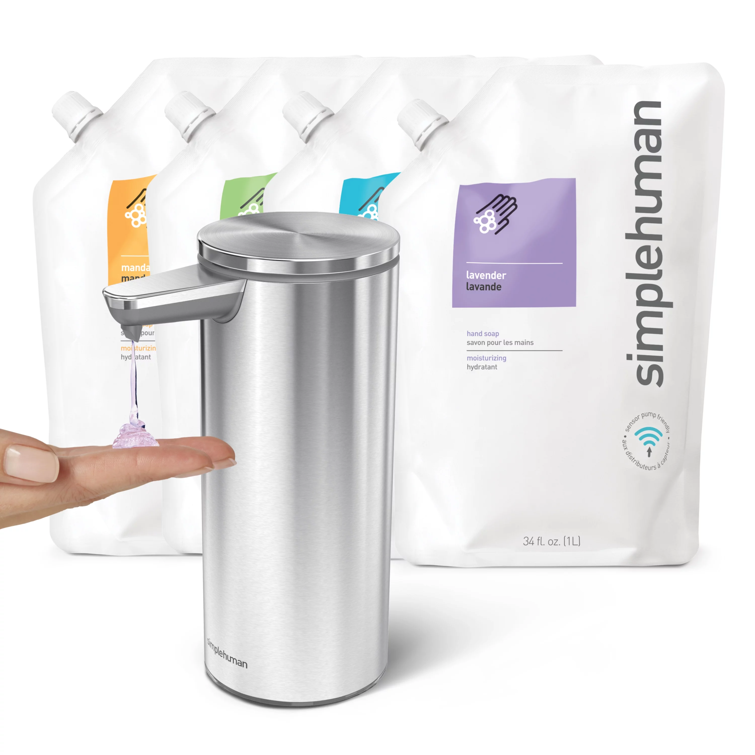 simplehuman Fragrance Free Moisturizing Liquid Hand Soap Refill Pouch, 34 Fl. Oz. (Pack of 6)