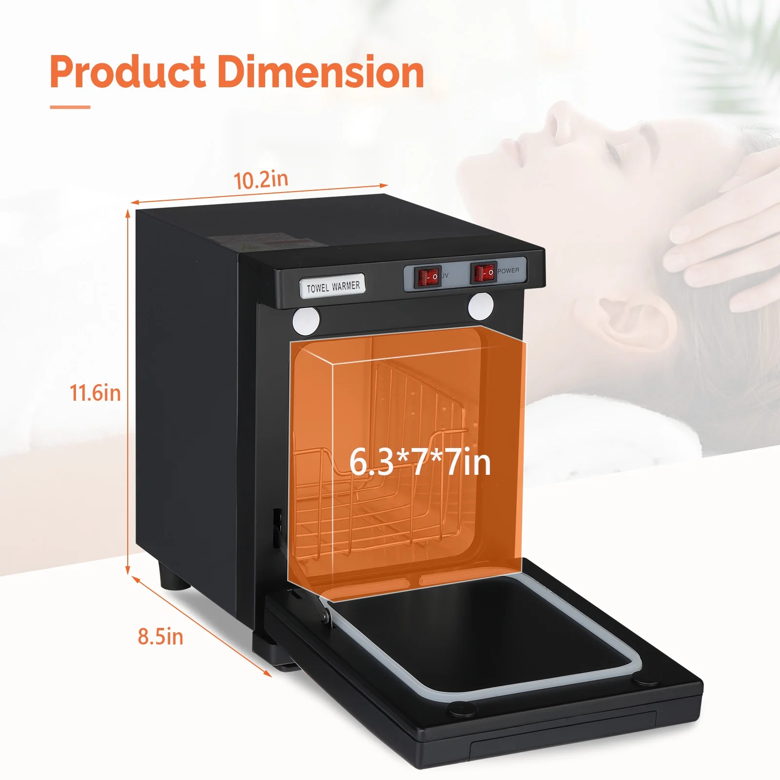 5L Hot Towel Warmer UV Sterilizer Cabinet Beauty Salon Nail Facial Health Capacity 10-15 Towels, Black Finish