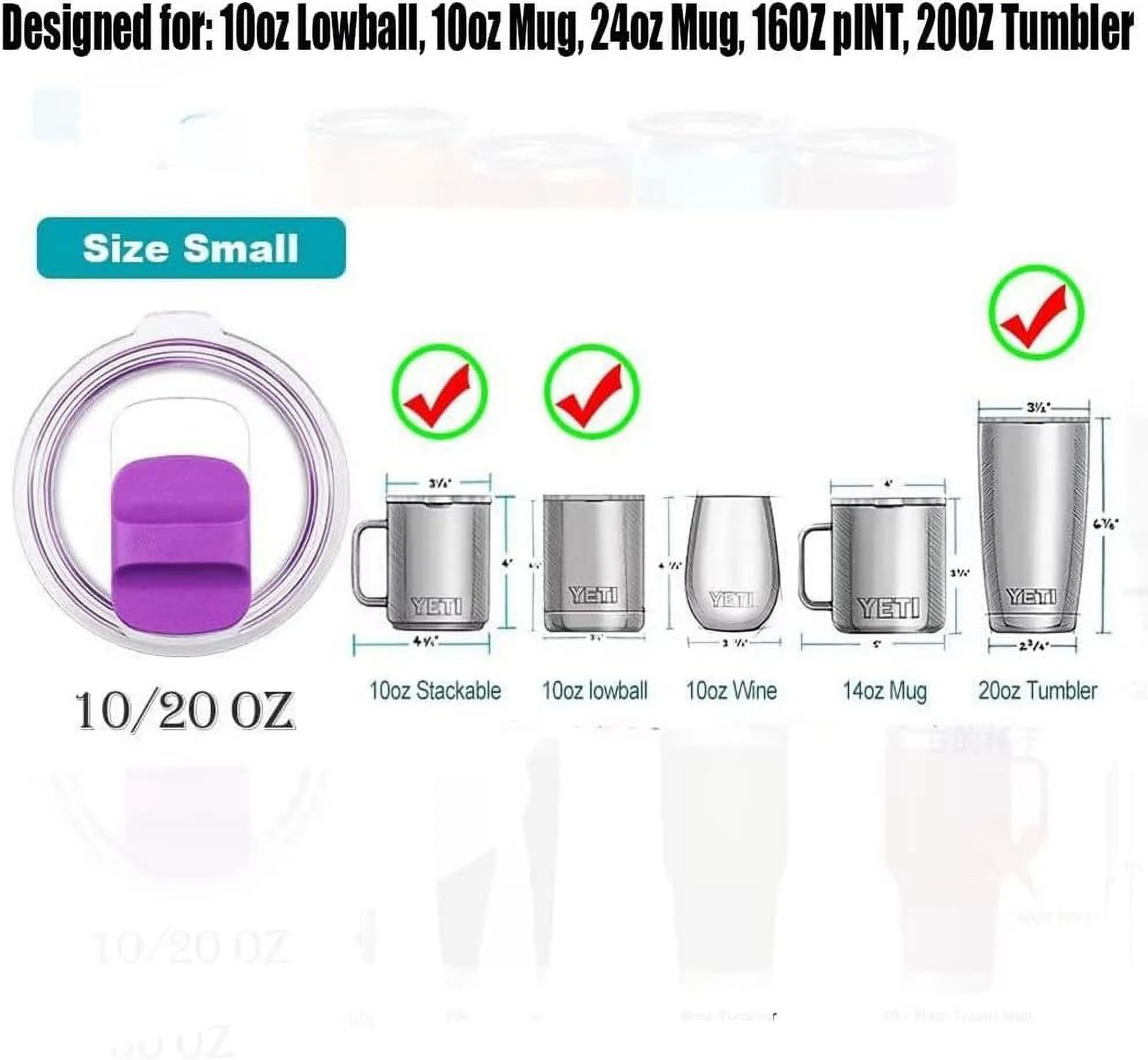 20oz Magnetic Tumbler Lid for YETI Rambler, Ozark Trail, and Old Style RTIC. Magnetic slider replacement, Magnetic Spill Proof Tumbler Cover included(5 Pack)