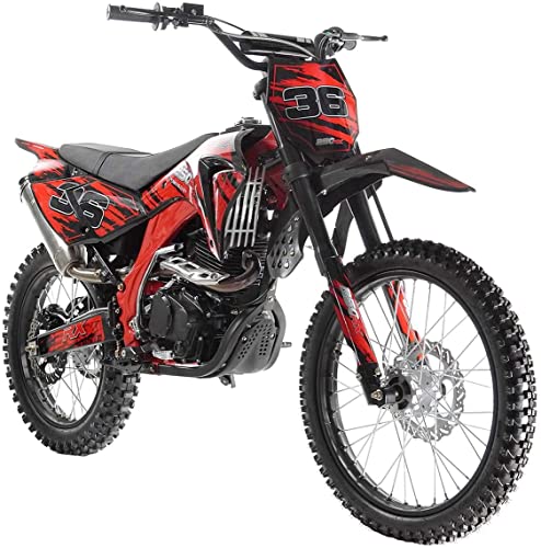 HHH Apollo AGB36 250cc Dirtbike Adult Pit Bike Gas DB36 Dirt Bike Manual Clutch 5 Speed (Choose Your Color : Red, Blue and Black Color)