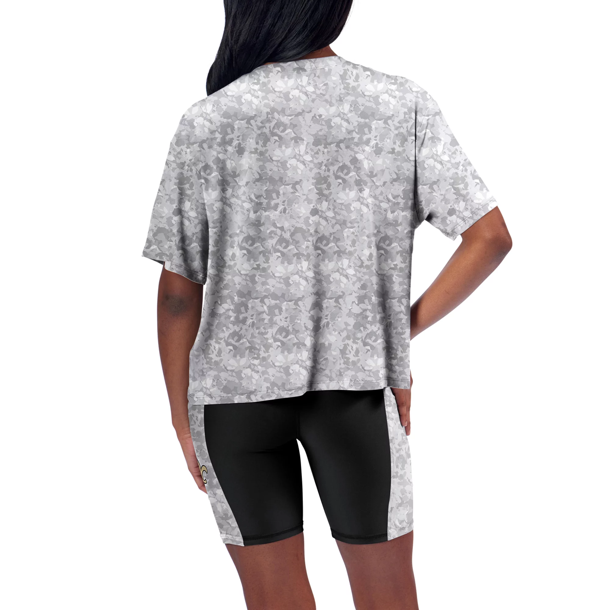 Women's Certo Gray New Orleans Saints Cropped Turnout T-Shirt